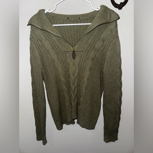 Tribal Sweaters - Tribal Olive Cowl Neck Sweater